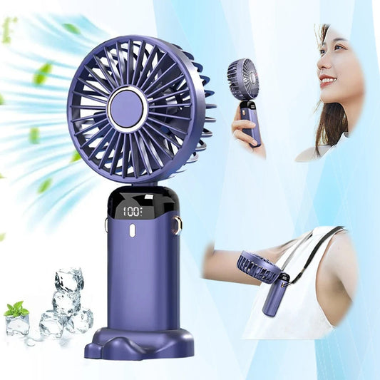 Mini ventilateur portable USB rechargeable 5 vitesses, pliable et à porter au cou - BestyAirlyss